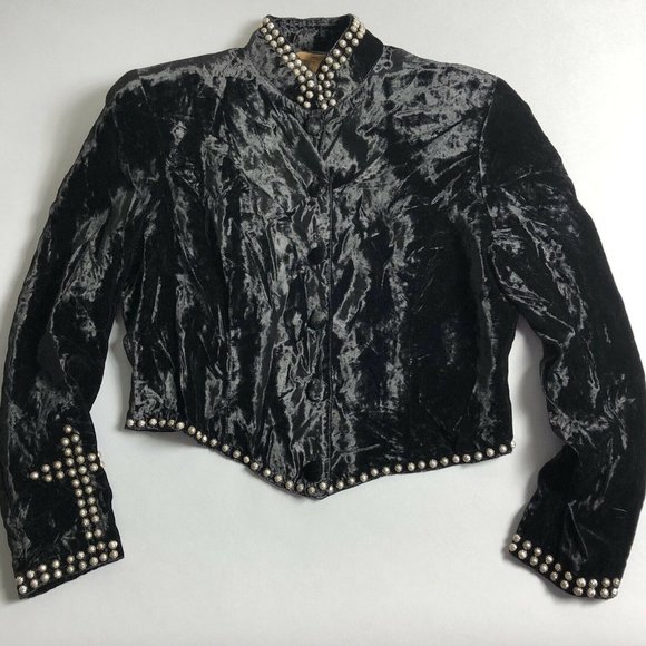 Double D Ranch Jackets & Blazers - Double D Ranch Black Velvet Studded Jacket